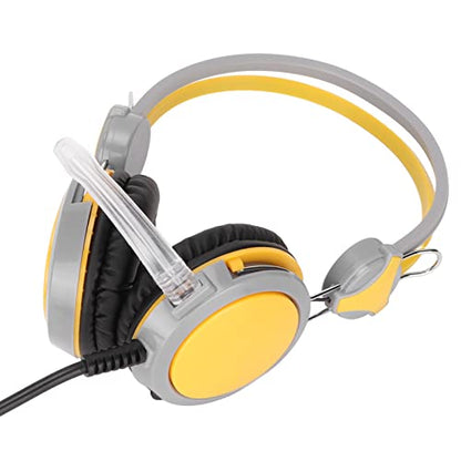 Noise Cancelling Gaming Headphones Clear Sound and Microphone for Computer Players (Yellow) - color: Yellow