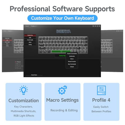 DIERYA DK63 60% Wireless Mechanical Gaming Keyboard | Bluetooth/2.4G/Wired Keyboard | RGB Backlit Compact 63 Keys Mini Office Keyboard | with Blue Switch | for Windows Laptop PC Gamer Typist-Black - style: Black/Blue Switches