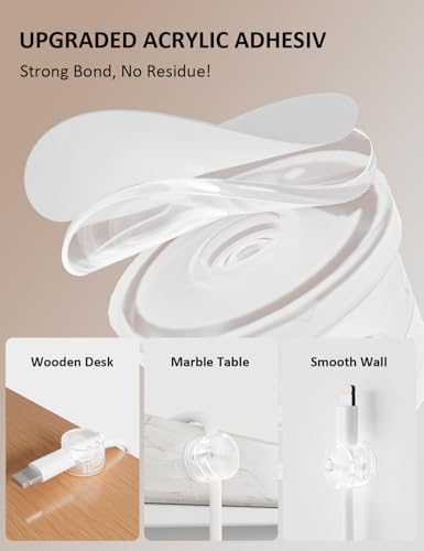 Cable Management Clips, 7-Pack Clear Cord Organizers, Desktop Cable Holders Compatible with 0-8mm Wires