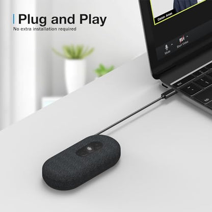 USB Speakerphone, Conference Computer Speakers with Microphone for Home Office Calls, 360 Degree Enhanced Voice Pickup, Noise Reduction, Echo Cancellation, Compatible with Zoom, Teams, Skype