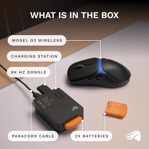 GLORIOUS Gaming Model O3 Wireless Gaming Mouse - InfinitePlay Swappable Battery, 130H Battery Life, 8k Polling, 130M Optical Switches, Ultralight 66g, 30K DPI Optical Sensor, RGB - Black - color: Black, style: Model O3 (Ambidextrous)