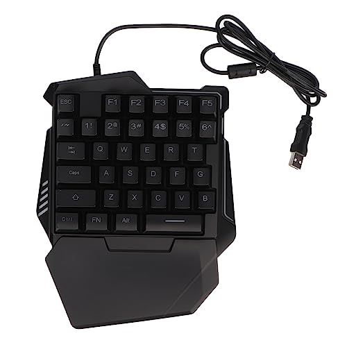Vikye One Handed Gaming Keyboard, RGB Backlit 35 Keys Silent Keyboard Ergonomic Design USB Professional Gaming Keypad for PC