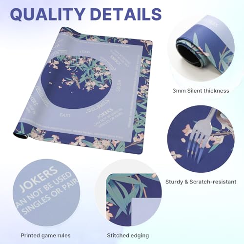 DEVPNR Mahjong Mat for Table with Carrying Bag, 32.6"x32.6", DeepBluePurple | Non-Slip Table Cover, Noise-Reducing, with Rules, Easy Storage, for American Mahjong, Poker, Card & Board Games - color: Deep Blue Purple