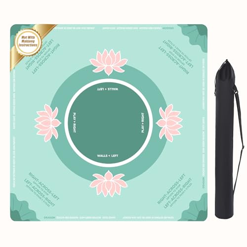 BALAPET Portable Mahjong Mat with Playing Instructions for Learning, Anti Slip Mahjong Mat for Table, Noise Reduction Table Mat Cover for Board & Tile Games, 31.5inx31.5in, Patent Pending(Green) - color: Green