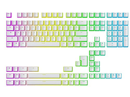 Ranked Pudding v2 PBT Keycaps | 145 Double Shot Translucent ANSI US & ISO Layout | OEM Profile for Full Size, TKL, 75%, 65% and 60% RGB Mechanical Gaming Keyboard (White) - color: White