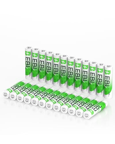 EBL AAA Rechargeable Batteries 24 Counts for Electronic Devices, NiMH 1.2V | Mercury-Free, 1200 Cycles, Triple A Battery for Remote Controls Household Electronic Devices - size: AAA 24 Pack