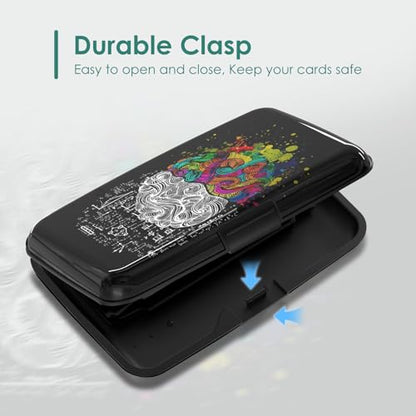 Credit Card Holders, Metal Card Wallet RFID Blocking Slim Aluminum Business Hard Cards Cases for Women Men, Brain Graffiti - color: Brain Graffiti