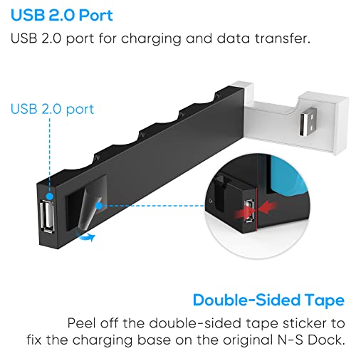 Charging Dock Compatible with Nintendo Switch & Switch OLED Model Joycons, Switch Controller Charger Dock Station for Joycon Charges up to 6pcs, Charging Stand Station for Nintendo Switch/OLED Model - color: Pure white