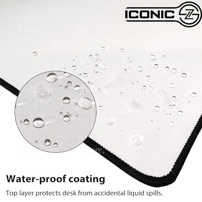 3XL Extended Gaming Mouse Pad/Mat 46"x20"(White) - Large & Wide Desk Cloth Mousepad - Stitched/Water Proof/Non Slip Base - color: White, size: 3XL 46"x20"