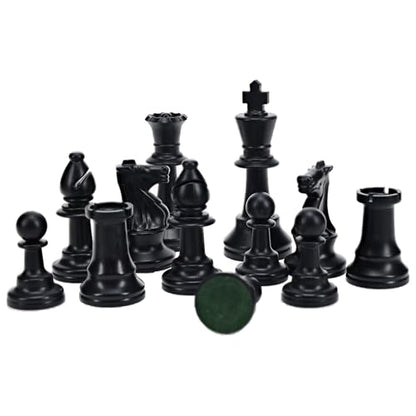 WE Games Color Bright Plastic Staunton Tournament Chess Pieces with 3.75 in. King - Half Chess Set of Chess Pieces Only, Black - color: Black