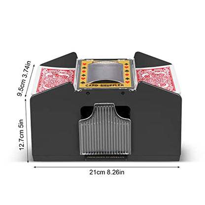 FEIERYA Automatic Card Shuffler 2/1/4/6 Deck,Battery-Operated Electric UNO Poker Shuffler,Playing Card Shuffler for Home Card Game,Travel - size: 4 Decks