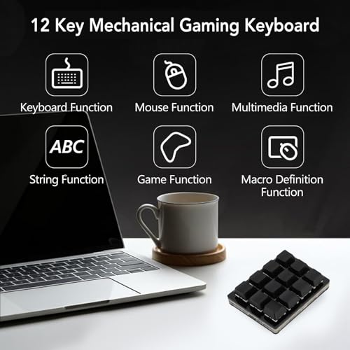XUMIUZIY 12 Key Macro Pad, One Handed Gaming Keyboard, OSU Keypad Customizable Programmable Keypad, RGB Mechanical Red Shaft Keyboard, Shortcut Keys (Black)