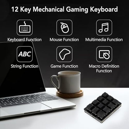 XUMIUZIY 12 Key Macro Pad, One Handed Gaming Keyboard, OSU Keypad Customizable Programmable Keypad, RGB Mechanical Red Shaft Keyboard, Shortcut Keys (Black)