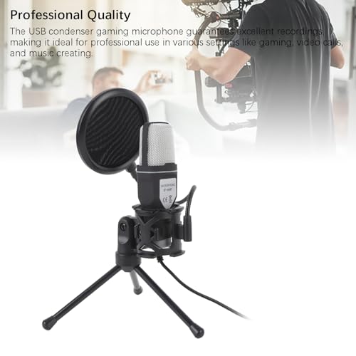 Gaming USB Microphone with RGB Light, Condenser PC Computer Mic with Tripod Stand for Streaming, Podcast, Studio, Plug & Play