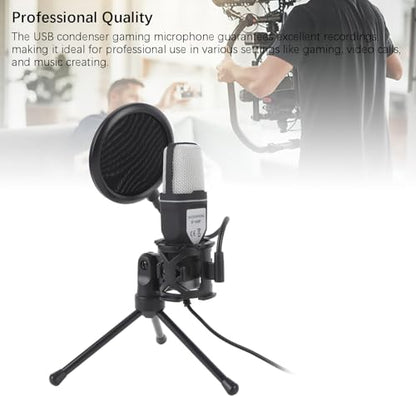 Gaming USB Microphone with RGB Light, Condenser PC Computer Mic with Tripod Stand for Streaming, Podcast, Studio, Plug & Play