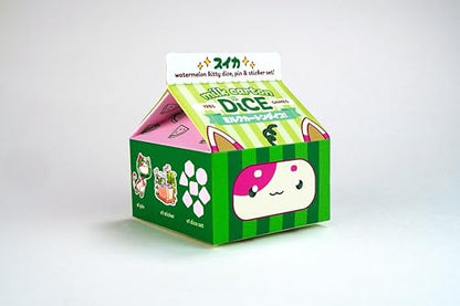 1985 Games Watermelon Cat Milk Carton Dice Set – Milk Carton-Inspired Dice for DND | TTRPGs & Tabletop Roleplaying - color: Watermelon