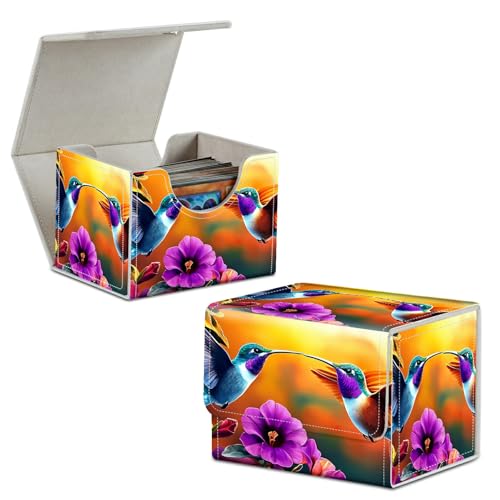 Two Hummingbirds Card Deck Box Trading Cards with Strong Magnet Commander Deck Box Card Storage Box Magic Premium Card Storage Box Case Cover for TCG CCG Magic Cards - color: Two Hummingbirds, size: A Card Deck Box