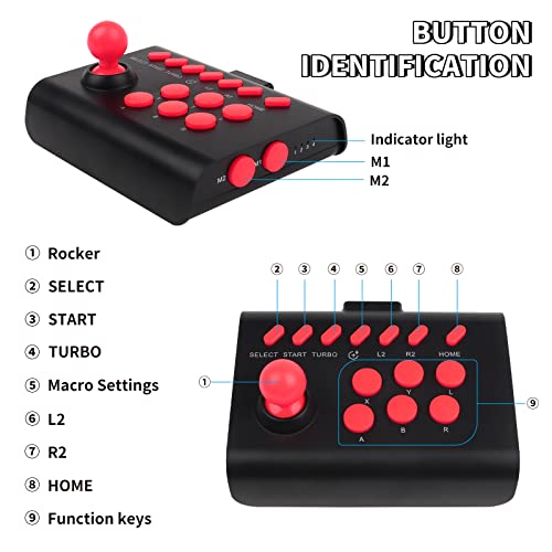 RALAN Mini Arcade Fight Stick, Street Fighter Arcade Game Fighting Joystick with Turbo & Macro Functions Compatible with PS3/PS4/ Nintendo Switch/PC Windows/Steam