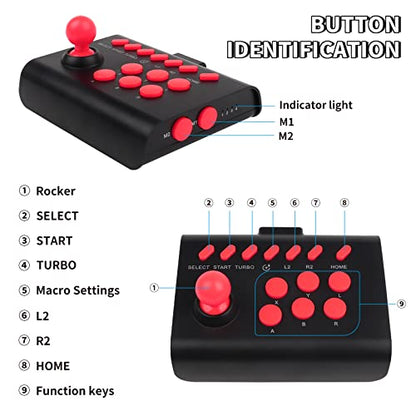 RALAN Mini Arcade Fight Stick, Street Fighter Arcade Game Fighting Joystick with Turbo & Macro Functions Compatible with PS3/PS4/ Nintendo Switch/PC Windows/Steam