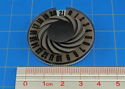 LITKO Life Counter Dial 0-21 | Compatible with MTG & D&D | Bronze (65) | Single 40mm round | Transparent, laser-engraved Spiral pattern | Tracks HP, health & resources | No assembly, ready to use - color: Transparent Bronze