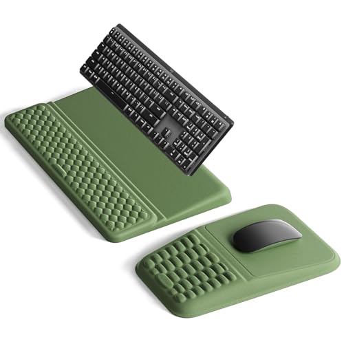 Vaydeer Keyboard Stand and Mouse Pad Set with Wrist Rest, Soft Memory Foam Wrist Support, Ergonomic Wrist Cushion for Desk, Relieves Carpal Tunnel Pain, Palm Hand Typing for Office, Gaming, Green - color: Olive Green, style: No Storage Slot