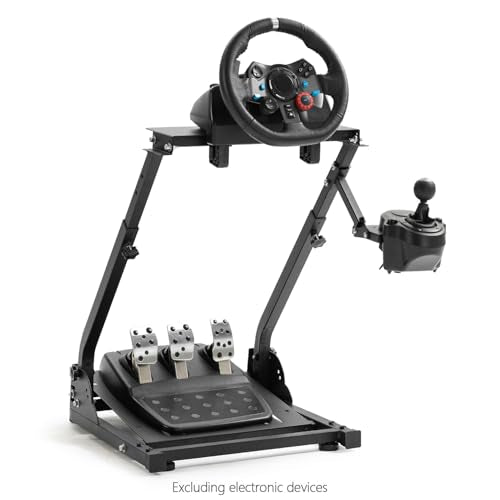 Hottoby Racing simulator cockpit Steering Wheel Stand Foldable&Multi-level Adjustable Fit for Logitech G25 G27 G29 G920 G923, for Thrustmaster T150 T248 T300 Gaming Simulator Cockpit,No Wheel Pedals