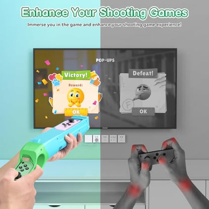 FASTSNAIL Switch Shooting Gun Controller Grips for Nintendo Switch 1/OLED | Replacement for Joy-Con Gun Holder, Switch Handle Kit, Ergonomic Design, Switch Controller Grip for Joycon 1, Blue & Green - color: Blue+Green