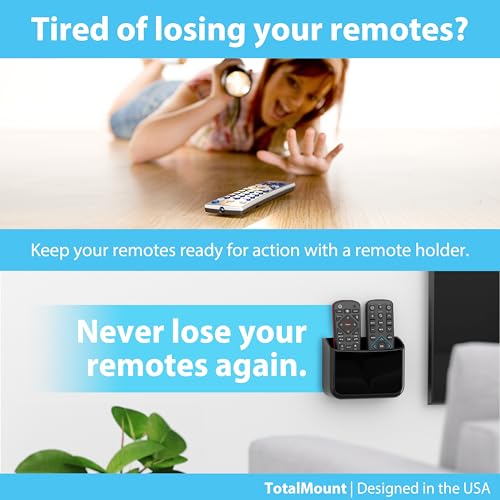 TotalMount Universal Remote Holders – Place on Wall or Back of TV | Designed in the USA – Premium, Black Remote Control Holders (Large, 2 Pack)