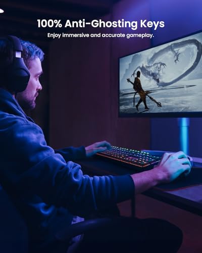 RGB Mechanical Gaming Keyboard Blue Switch, 104 Keys Full-Size Light Up Key-board with 11 Backlit Modes, Anti-Ghosting, Double-Shot ABS Keycaps, USB Wired Computer Key board for Windows PC Gamer