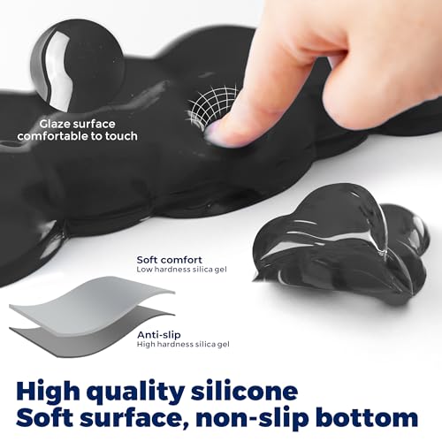 Gel Cloud Keyboard & Mouse Wrist Rest Set - Cloud Keyboard Wrist Rest Pad & Mouse Support for Office Gaming Pad Computer Laptop Ergonomic Comfortable Pain Relief- Cloud Pad Set - color: Pad Set - Black