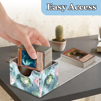 Commander Deck Box for Trading Cards - Fits 100+ Double Sleeved Cards, PU Leather MTG TCG Storage Case with Strong Magnetic Closure, Frog in Pond - color: Frog in Pond