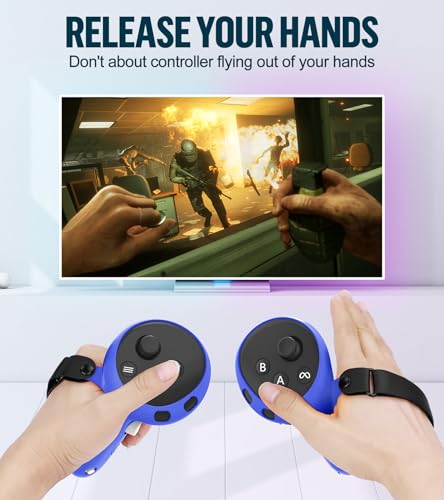 Silicone Cover Set Compatible with Meta Oculus/Quest 3, VR Accessories Protective Cover Includes Controller Grips, Front Shell Headset Cover and Face Cover, Not Fit Quest 3S (Blue) - color: Blue