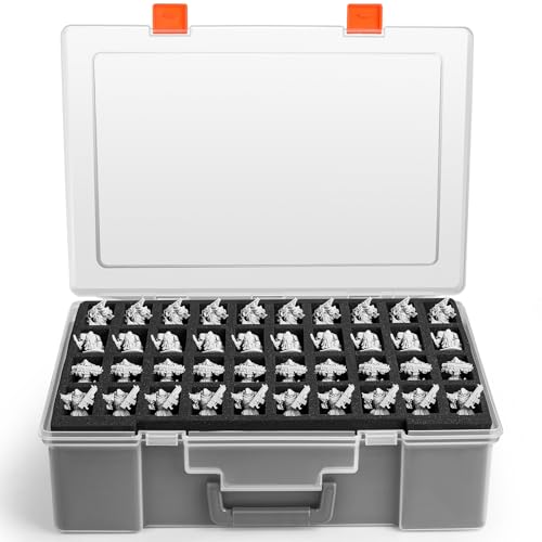Miniature Storage Carrying Figure Case - 120 Slot Figurine Minature Carrying Case with 3 Foam Layer for Miniatures Compatible with 40k, DND & More (Transparent) - color: Transparent