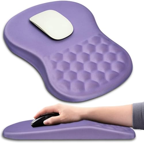 Hokafenle Ergonomic Mouse Pad Wrist Support with Massage Design, Wrist Rest Pain Relief Mousepad with Memory Foam&Non-Slip PU Base, Mouse Pads for Wireless Mouse & Desk (12x8 inch,Lavender) - color: HK025-Lavender