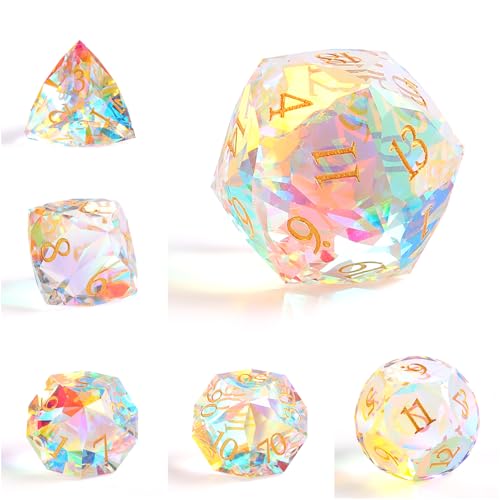 7-Piece Diamond Cut Dice Set for Dungeons and Dragons (D&D) | RPG & Tabletop Games | Premium Gift Box & Durable Design - color: Zs-a