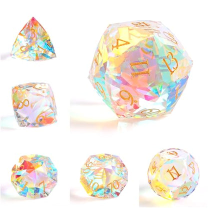 7-Piece Diamond Cut Dice Set for Dungeons and Dragons (D&D) | RPG & Tabletop Games | Premium Gift Box & Durable Design - color: Zs-a