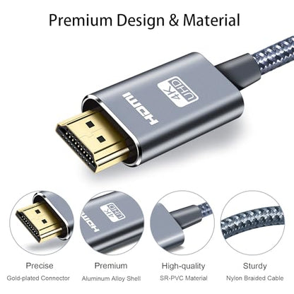 LEADSTAR HDMI Cable 4K 30 ft / 9m, High Speed HDMI 2.0 Cord Braided | 4K@60Hz, Ultra HD, 2160p, ARC, HDR, 3D, HDCP 2.2 | for Xbox, PS5, TV, Laptop, Monitor - size: 30 ft