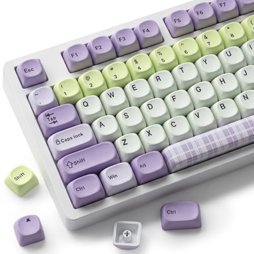 Tsungup MOA Purple&Yellow Keycaps, 130 Keys Taro Fanggezi Custom Keycaps | PBT Cute Dye Sub Key Caps Keyboard Keycap Set for MX Switches Mechanical Keyboard - color: Purple Yellow