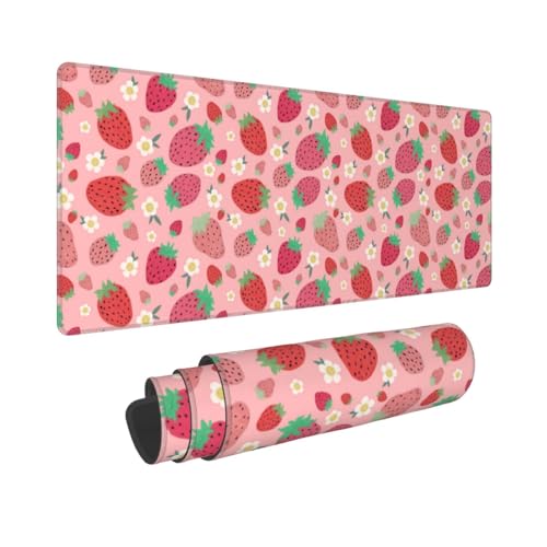 Strawberry Mouse Pad XL Large Mousepad Non Slip Rubber Base Desk Mat for Laptop Computer Gaming 31.5" X 12" - color: Strawberry