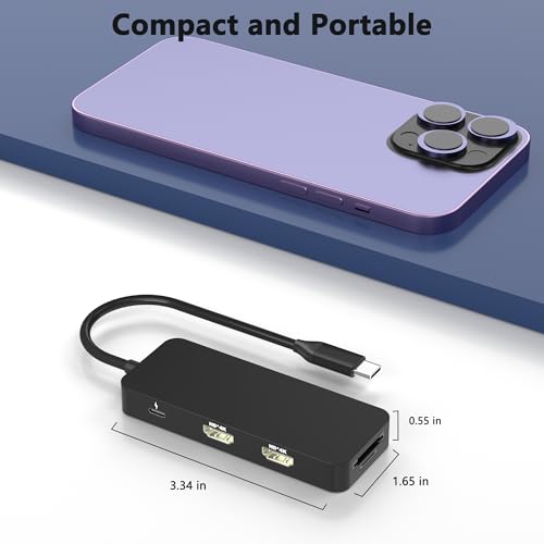 Laptop Docking Station Dual Monitor for Dell/HP/Lenovo/Mac, HDMI Splitter for Dual Monitors Extended Display, Dual Monitor Adapter 4K@60hz, USB C Docking Station for Laptop with HDMI/USB/PD/SD/TF - style: 8 IN 1 4K@60hz Black