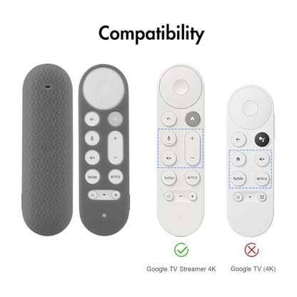 LEFXMOPHY Case for Google TV Streamer 4K Remote Cover 2024 Silicone Protective Sleeve - Grey - color: GREY
