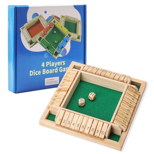 Shut the Box Game, 8.74in 2dice for 1-4 Players Educational Math Game | Family Games for Kids and Adults Classic, 10 Tiles, Wood-tone Wooden Board Games for Stem Learning, Travel, Gatherings - size: 8.74 * 8.74 * 1.38in