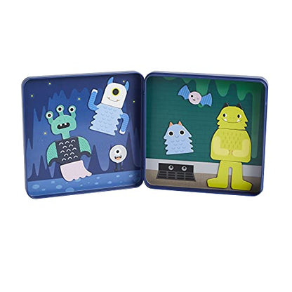 Petit Collage Magnetic Play Set, Monsters – Mix & Match Magnetic Game Board, Ideal for Ages 3+ – Includes 2 Magnetic Scenes and Over 25 Magnet Pieces, Ideal Travel Activity for Kids - color: Mix + Match Monsters Magnetic Play Set
