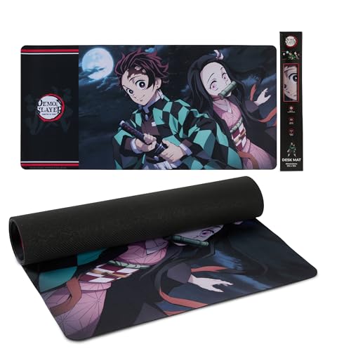 Culture Fly Large Gaming Mouse Pad (31" x 15") - Demon Slayer Extended XL Computer Desk Mat, Cool Anime Keyboard Deskmat, Big Desktop Deskpad for Gamer, Long Oversized PC Mousepad for Laptop - color: Black Demonn Slayer