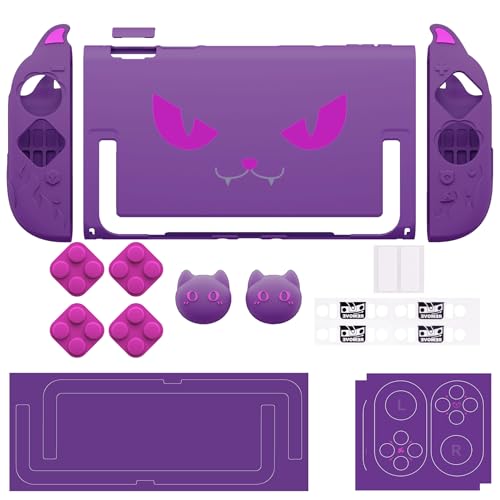 PlayVital Cute Demon Protective Shell for Nintendo Switch 2, Kawaii Anti-Slip Silicone Grip Cover + Dockable Hard Case for Nintendo Switch 2 with Thumb Grips & Sticker, Shockproof - Purple - color: Purple
