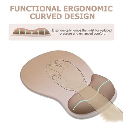 Gel Mouse Pad with Wrist Rest, Ergonomic Office Keyboard Wrist Rest, Brown | Mousepad with Wrist Support, Pain Relief, Computer Mouse Pad with Non-Slip PU Base, Desk Accessories Mat for Office & Gaming - color: Mocha Sand