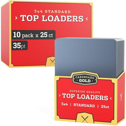 Cardboard Gold - 35pt Top Loaders for Cards - 250 Count - Premium 3x4 Inch Trading Card Toploaders - Protect Your Baseball and Sports Cards with These Crystal Clear Hard Plastic Sleeves Protectors - size: 250 Toploaders