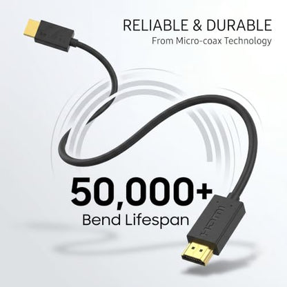 Extreme Slim 2.6' HDMI Cable - World's Thinnest and Most Flexible HDMI Cable. (2.6 Ft / 0.8m) High-Speed Supports Full 1080P, 4K, UltraHD, 3D, Ethernet, and Audio Return Channel