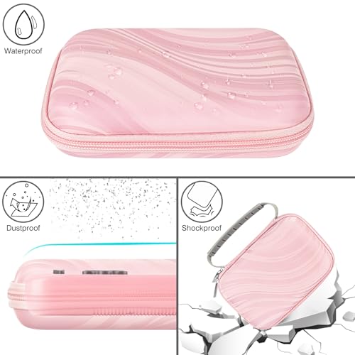 TOCCOOL Handheld Game Console Carrying Case, Protective Travel Retro Mini Game Console Box for Charging Cable, Earphones, Batteries and Accessories (Pink) - color: Pink