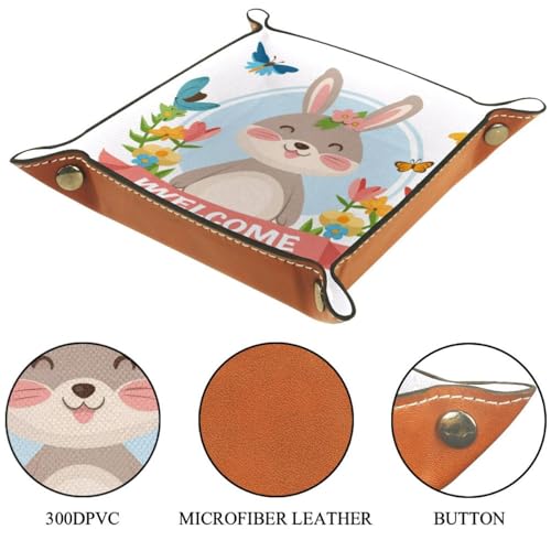 Cartoon Rabbit Welocme Dice Tray PU Leather Dice Rolling Tray Folding Dice Holder for Dice Games, Like RPG, DND and Other Table Games - color: Multi 8